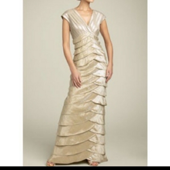 Adrianna Papell Dresses & Skirts - Adrianna Papell Layered Ruffle Gown (Champagne)18W
